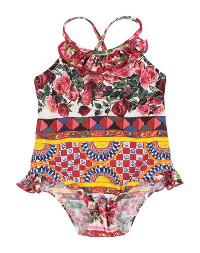 Dolce & Gabbana Babies' One-piece Swimsuits In Red