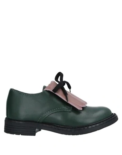 Marni Babies' Laced Shoes In Dark Green