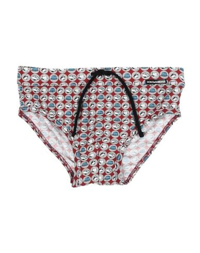 Dolce & Gabbana Kids' Swim Briefs In Brick Red