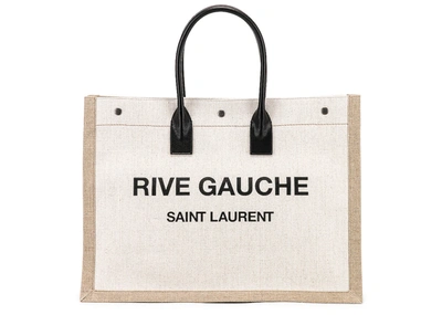 Pre-owned Saint Laurent Noe Tote Rive Gauche Canvas White/black
