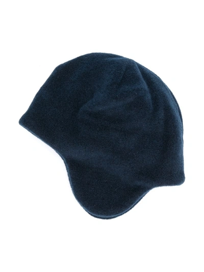 Il Gufo Babies' Felt Ear-flap Hat In Dark Blue