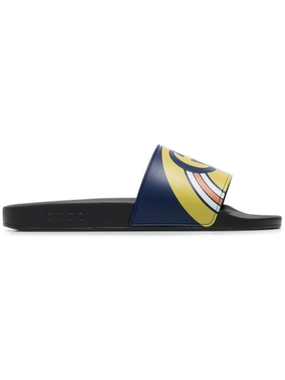 Gucci Pursuit Rainbow Sport Slide In Electric Blue/black