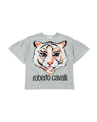 Roberto Cavalli Junior Kids' Grey Tiger Print T-shirt In Light Grey
