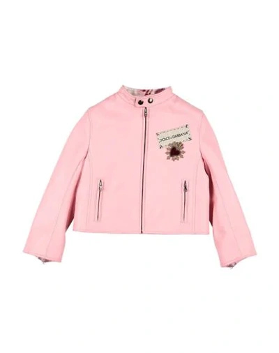 Dolce & Gabbana Kids' Leather Jacket In Pink
