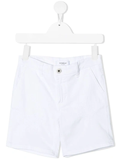 Dondup Teen Distressed-finish Denim Shorts In Ivory