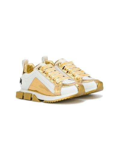 Dolce & Gabbana Kids' Super Queen Trainers In Bianco/oro