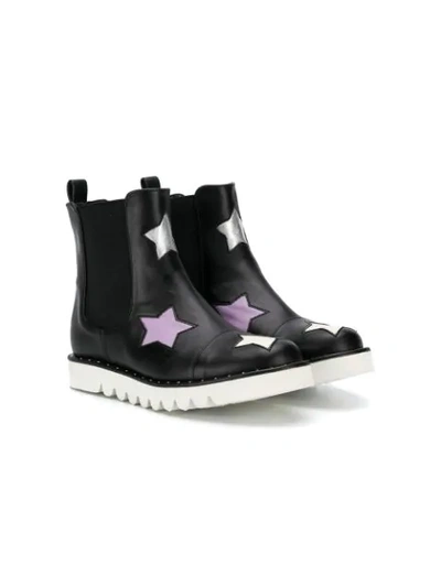 Stella Mccartney Kids' Stars Lightweight Faux Leather Boots In Multicolor
