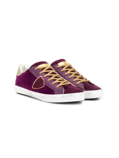 Philippe Model Kids' Logo Crest Low-top Trainers In Unica