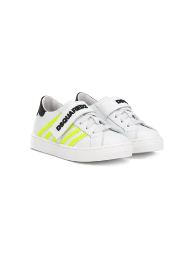 Dsquared2 Kids' Touch Strap Sneakers In White