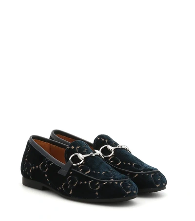 Gucci Jordaan Gg Velvet Loafers, Toddler/kids In Blu