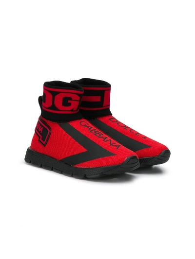 Dolce & Gabbana Kids' Slip-on Sneakers In Rosso/nero