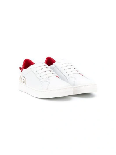 Givenchy Kids' Embroidered Logo Leather Sneakers In White