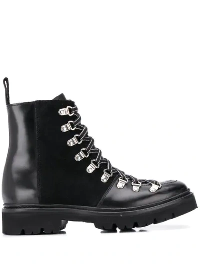 Grenson Nannette Black Leather/suede Hiker Boots