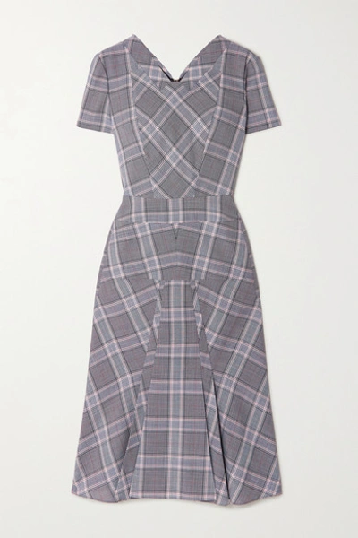 Roland Mouret Bowland Checked Wool Dress In Blue Multi