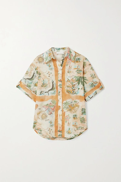 Zimmermann Kirra Printed Cotton-voile Shirt In Neutral