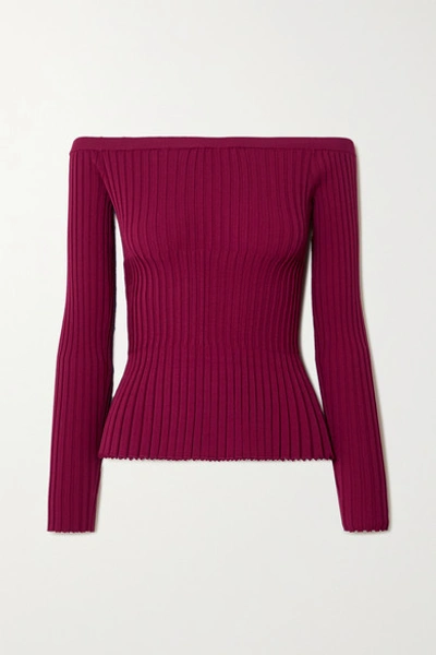Altuzarra Sweetwater Ribbed-knit Off-the-shoulder Top In Magenta