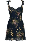Reformation Christine Ruffled Floral-print Georgette Mini Dress In Navy