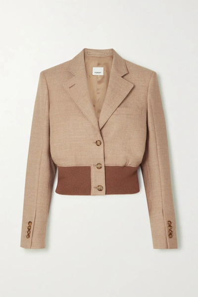 Burberry Cropped Wool-blend And Stretch-knit Blazer In Beige