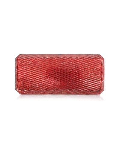 Judith Leiber Slim Rectangle Fullbead Clutch Bag In Red