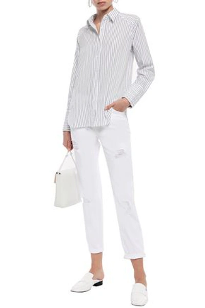 Current Elliott Cropped Low-rise Slim-leg Jeans In Ecru