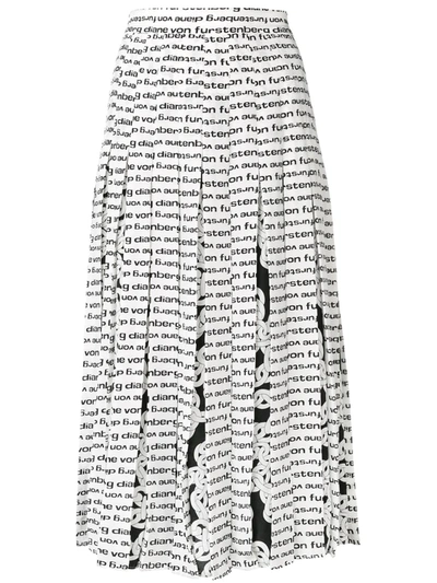 Diane Von Furstenberg Pleated Printed Silk Crepe De Chine Skirt In White