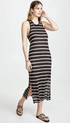 Joie Brellen Twist-back Striped Slub Linen-jersey Midi Dress In Caviar