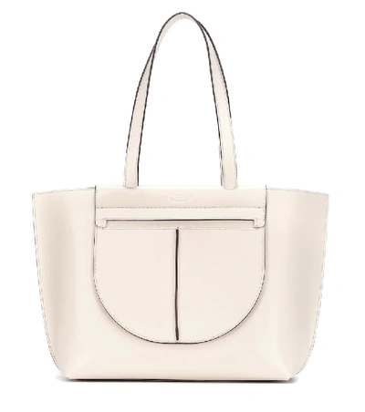 Tod's Pocket Medium Leather Shopper In White