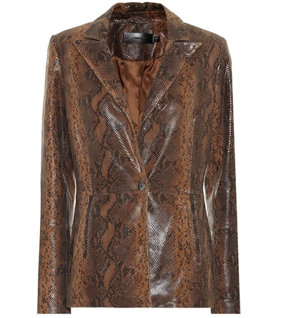 J Brand Londyn Snake Printed Leather Jacket In Brown