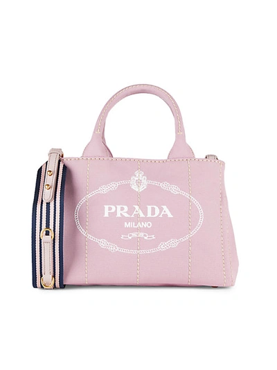 Prada Canapa Logo Garde Canvas Tote In Pink