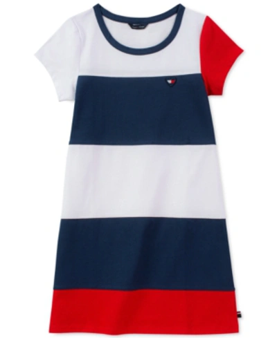 Tommy Hilfiger Kids' Big Girls Colorblocked Jersey Dress In Flag Blue