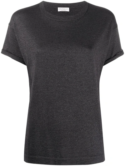 Brunello Cucinelli Metallized Regular-fit T-shirt In Grey