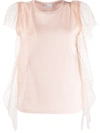 Red Valentino Tulle-trimmed Tank Top In Neutrals