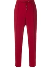 Filippa K Fiona Cropped Tapered-leg Trousers In Pure Red