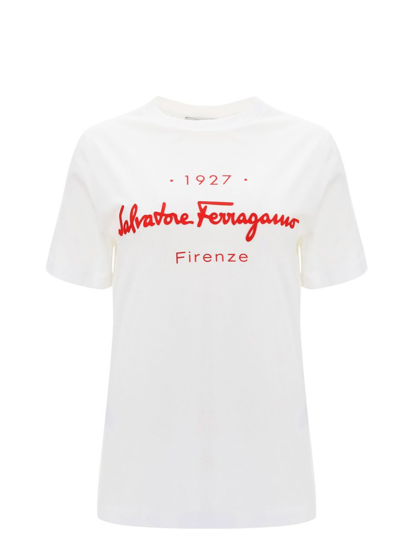 Ferragamo Logo-print Short-sleeve T-shirt In White