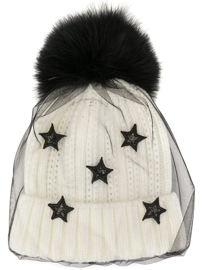 Venna Layered-tulle Beanie In White