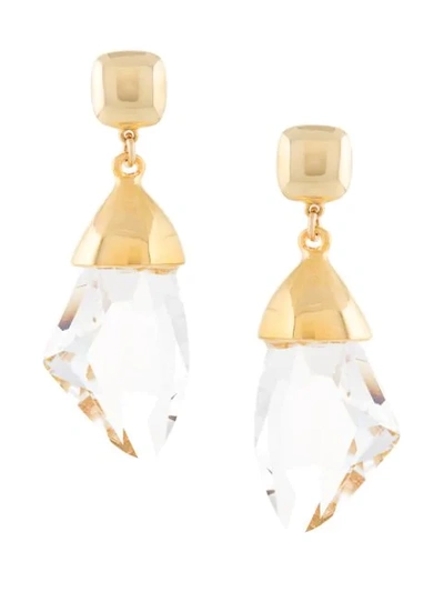 Kenneth Jay Lane Crystal-embellished Drop Earrings In White