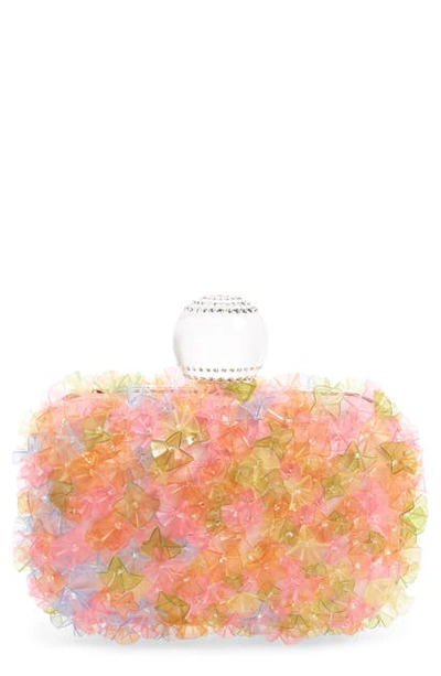 Jimmy Choo Cloud Transparent Flowers Satin Clutch In Bubble Mix