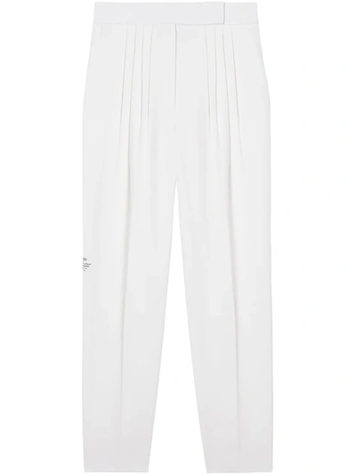 Burberry Location Print Wool-blend Tailored Trousers In White