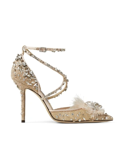 Jimmy Choo Leather Embellished Odette Pumps 100 In Ballet Pink Mix