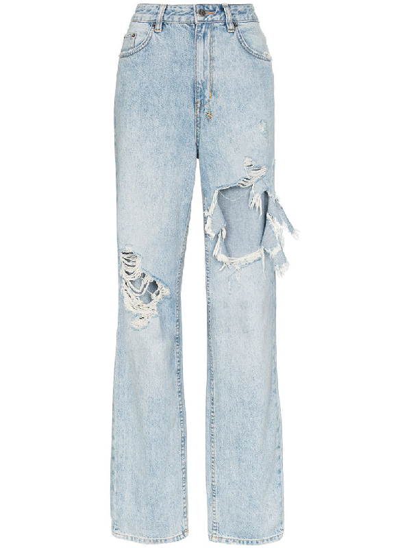 Ksubi Playback Distressed High-waisted Jeans In Blue | ModeSens