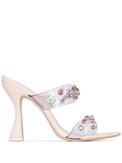 Sophia Webster Multicoloured Diva 100 Crystal Studded Sandals In Neutrals