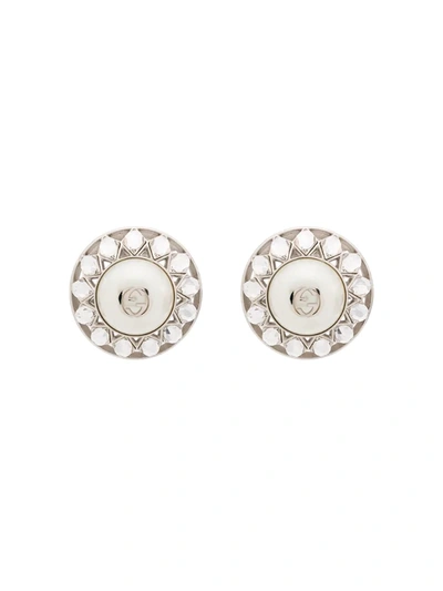 Gucci Logo-detail Crystal Earrings In Metallic