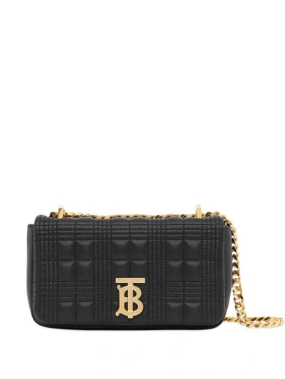 Burberry Mini Quilted Lambskin Lola Bag In Black/gold
