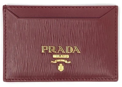 Pre-owned Prada  Vitello Move Card Holder Red