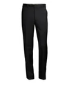 Canali Flat Front Solid Stretch Wool Trousers In Navy