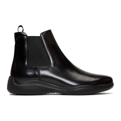 Prada Black Spazzolato Rois Chelsea Boots