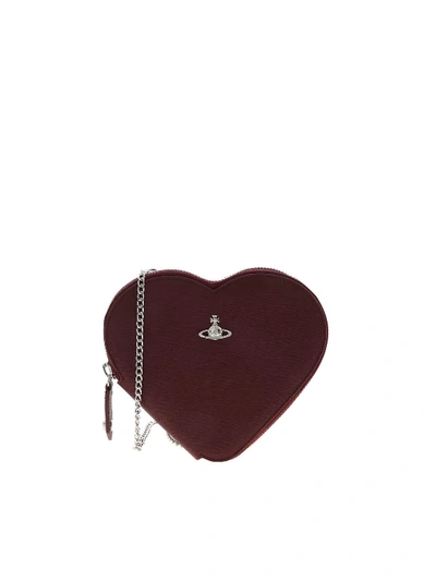 Vivienne Westwood Victoria New Heart Shoulder Bag In Burgundy In Red