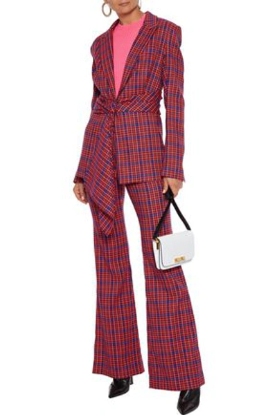 Prabal Gurung Checked Woven Fla In Red