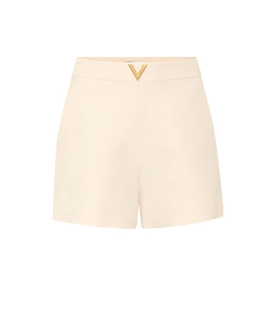 Valentino Vlogo Wool & Silk Crepe Couture Shorts In Ivory