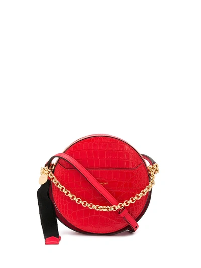 Givenchy Round Eden Crocodile Embossed Leather Crossbody Bag In Rosso